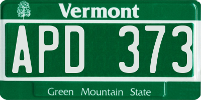 VT license plate APD373