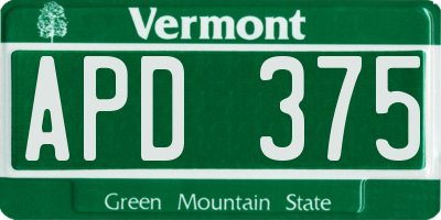 VT license plate APD375