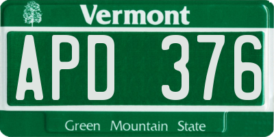 VT license plate APD376