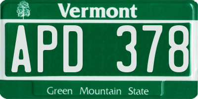 VT license plate APD378