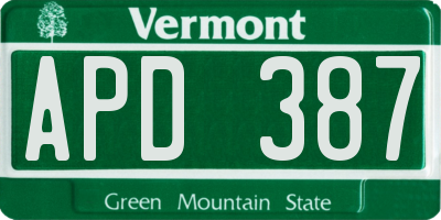 VT license plate APD387