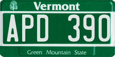 VT license plate APD390