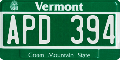 VT license plate APD394
