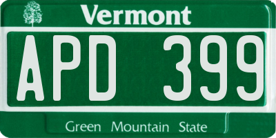 VT license plate APD399