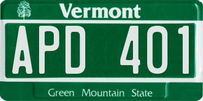 VT license plate APD401