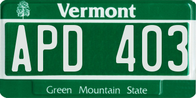 VT license plate APD403