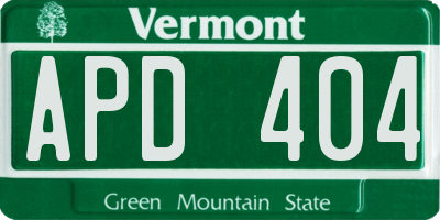 VT license plate APD404
