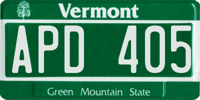VT license plate APD405