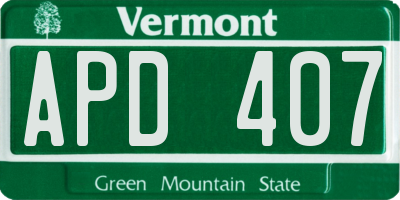 VT license plate APD407