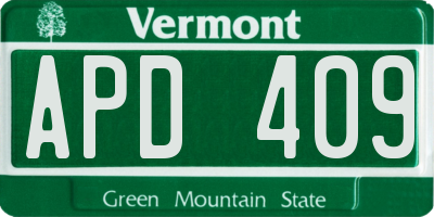 VT license plate APD409