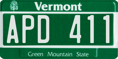 VT license plate APD411