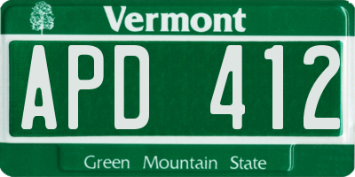 VT license plate APD412