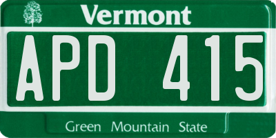 VT license plate APD415