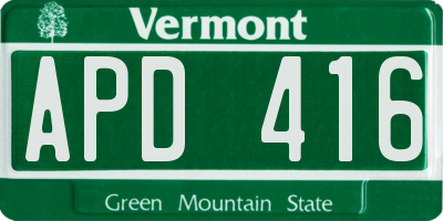 VT license plate APD416