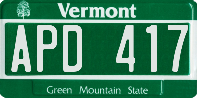 VT license plate APD417