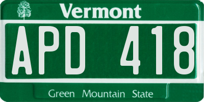 VT license plate APD418