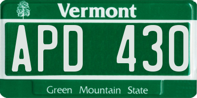 VT license plate APD430