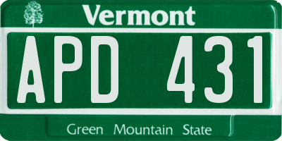 VT license plate APD431