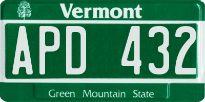 VT license plate APD432