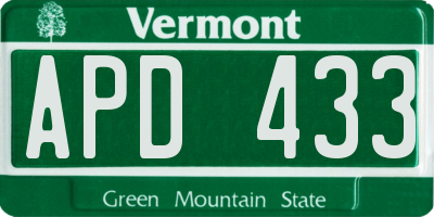 VT license plate APD433
