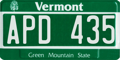 VT license plate APD435