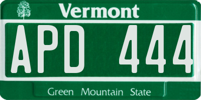 VT license plate APD444