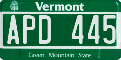 VT license plate APD445
