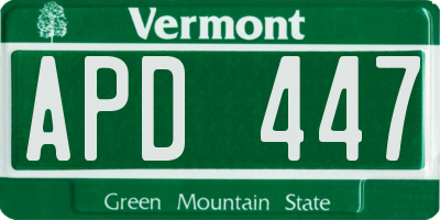 VT license plate APD447
