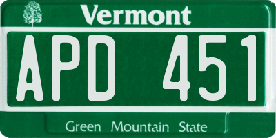 VT license plate APD451