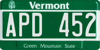 VT license plate APD452
