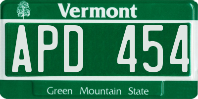 VT license plate APD454