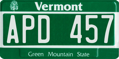 VT license plate APD457