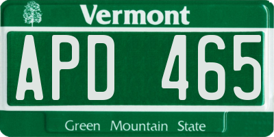 VT license plate APD465