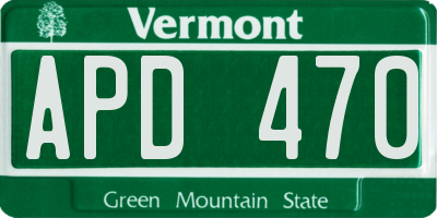 VT license plate APD470