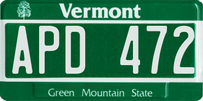 VT license plate APD472