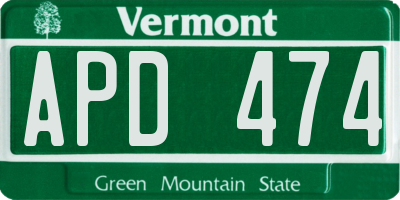 VT license plate APD474