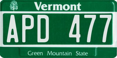 VT license plate APD477