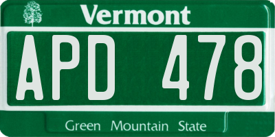 VT license plate APD478