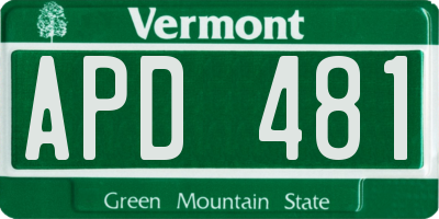VT license plate APD481
