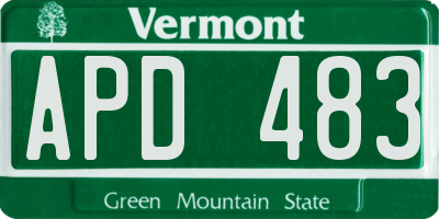 VT license plate APD483