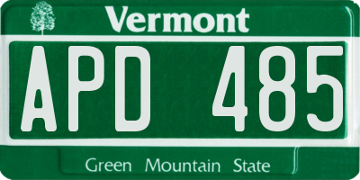 VT license plate APD485