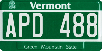 VT license plate APD488