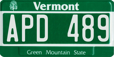 VT license plate APD489
