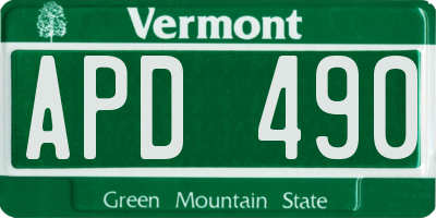 VT license plate APD490