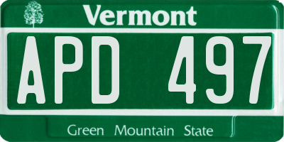 VT license plate APD497