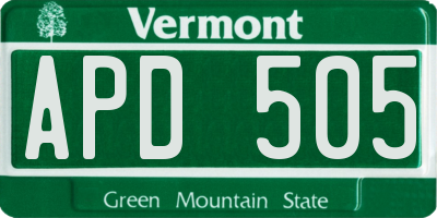 VT license plate APD505