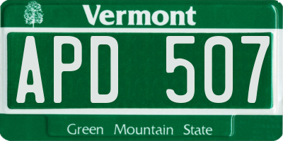 VT license plate APD507