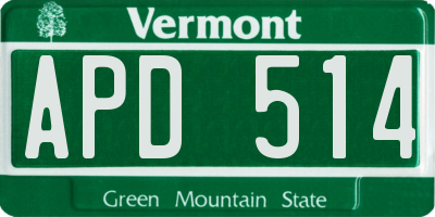 VT license plate APD514