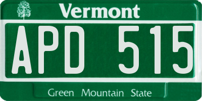 VT license plate APD515
