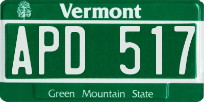 VT license plate APD517